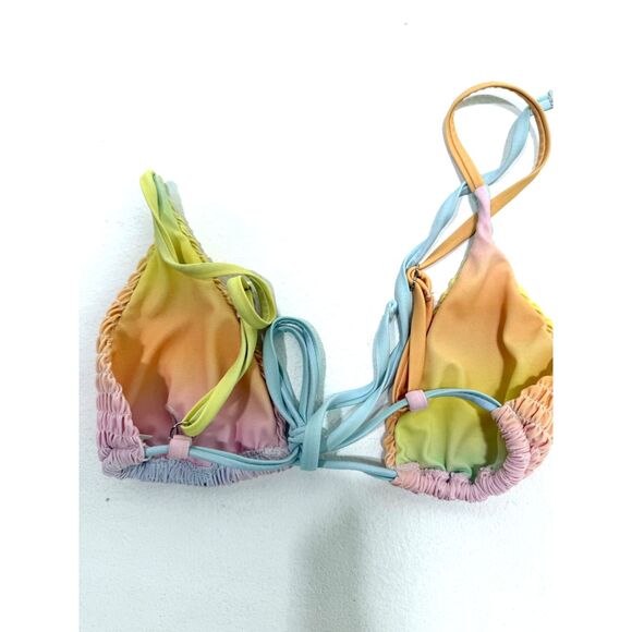 pastel rainbow rouched string bikini - Picture 4 of 8